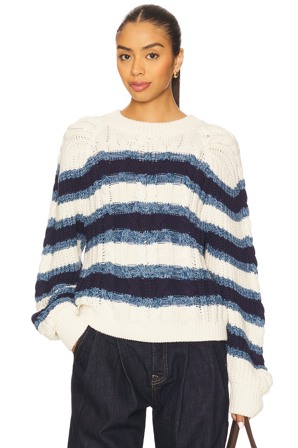 Frankie Cable Striped Pullover