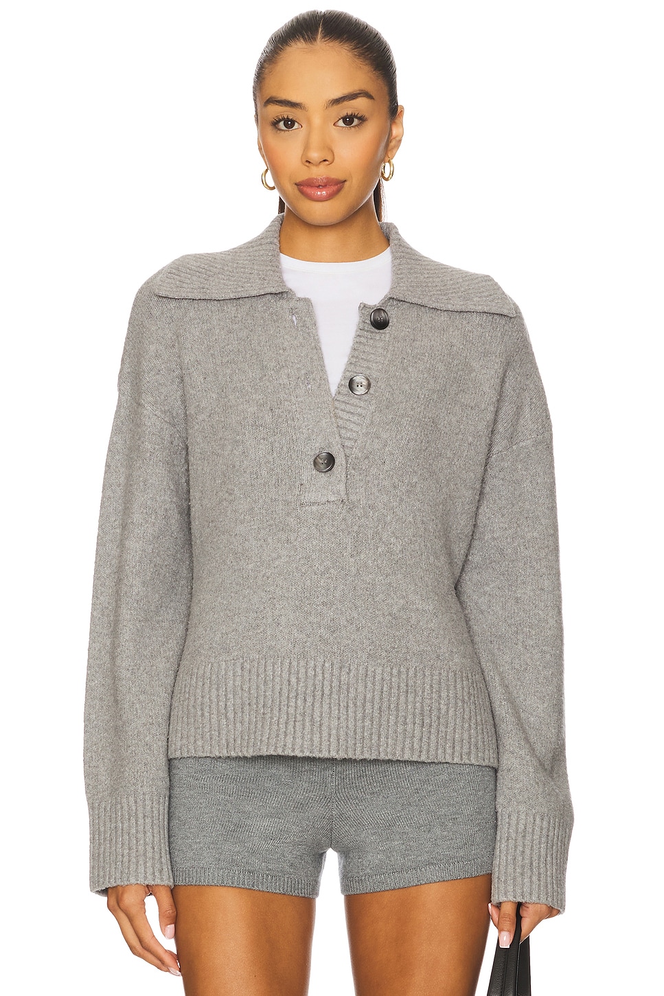 (取寄) フリーピープル レディース アップ ポロ Free People women Trading Up Polo Grey Heather Free People Trading Up Polo in Grey Heather | REVOLVE