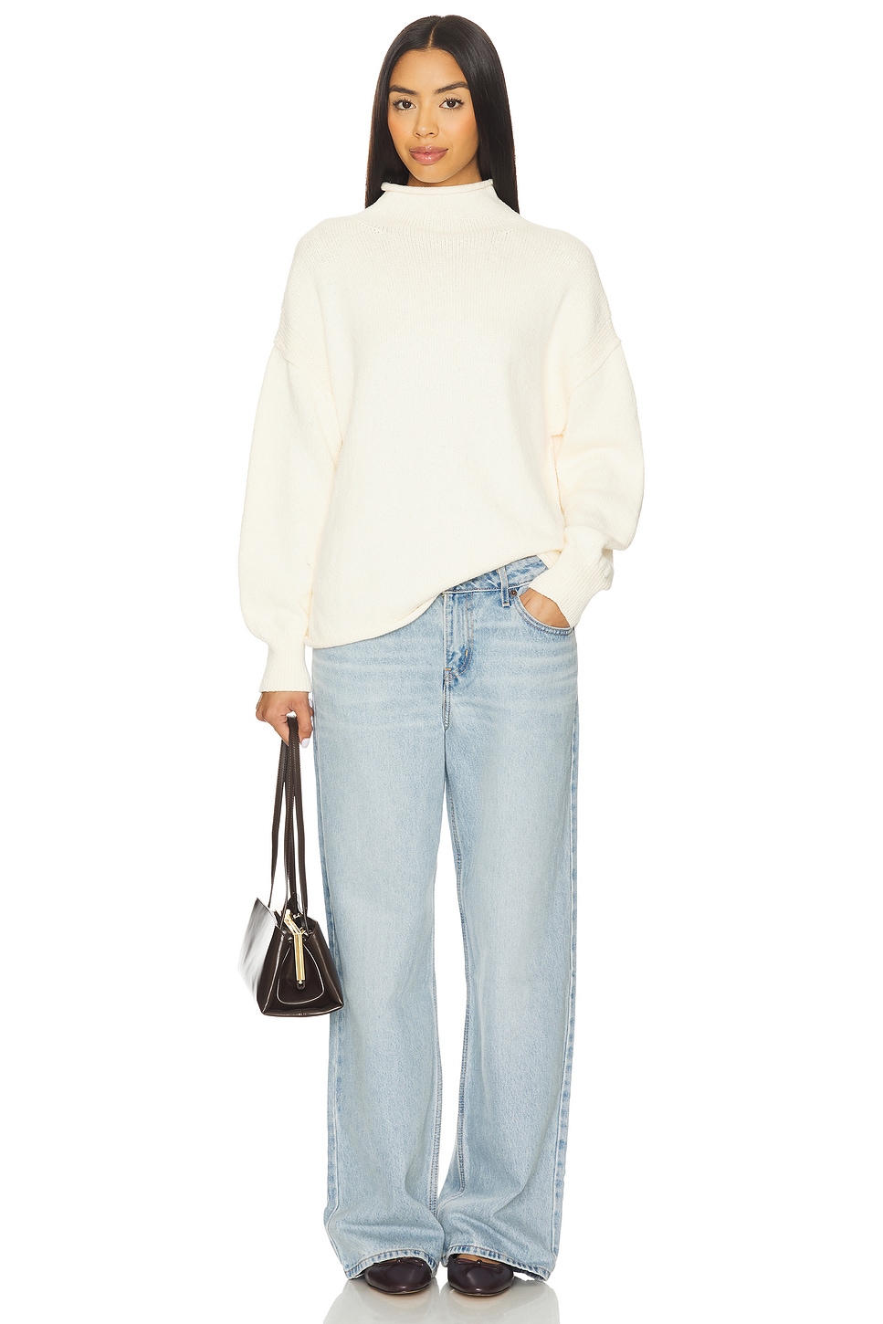 x We The Free Torres Roll Neck Sweater In Sugar Swizzle