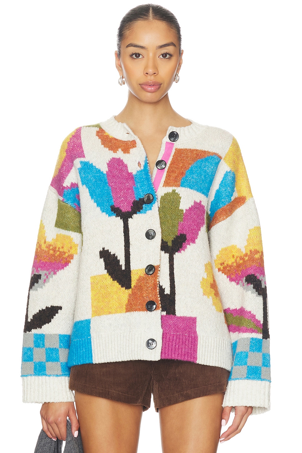 Free People Tulip Whirl Cardigan in Ivory Combo | REVOLVE