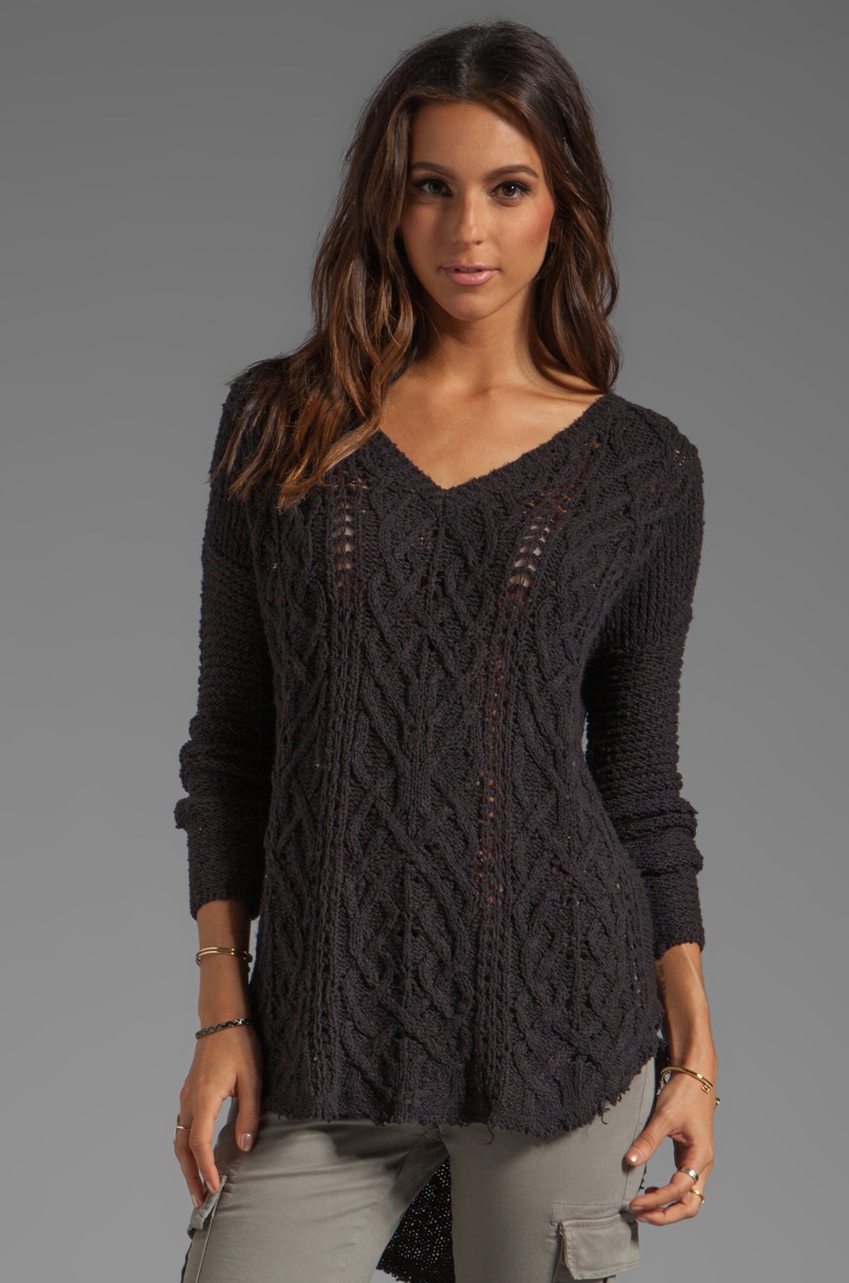 Free People Cross My Heart Sweater in Black | REVOLVE