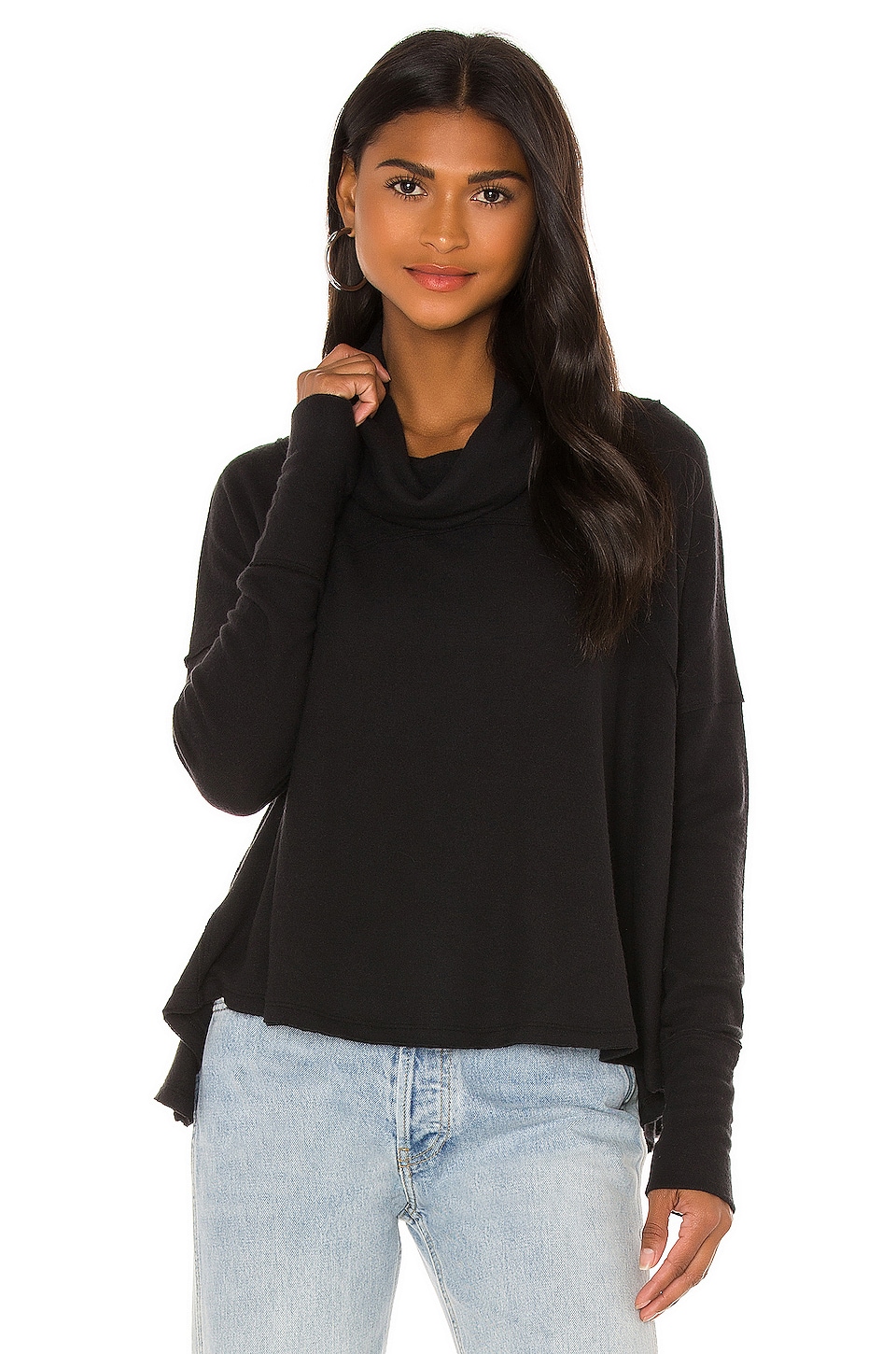 Free People Cozy Time Funnel Pullover in Black | REVOLVE