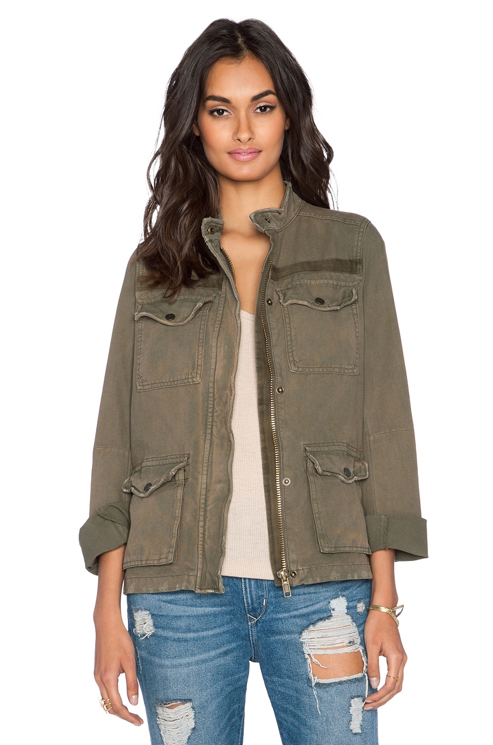 Free People Rumpled Army Jacket in Olive | REVOLVE