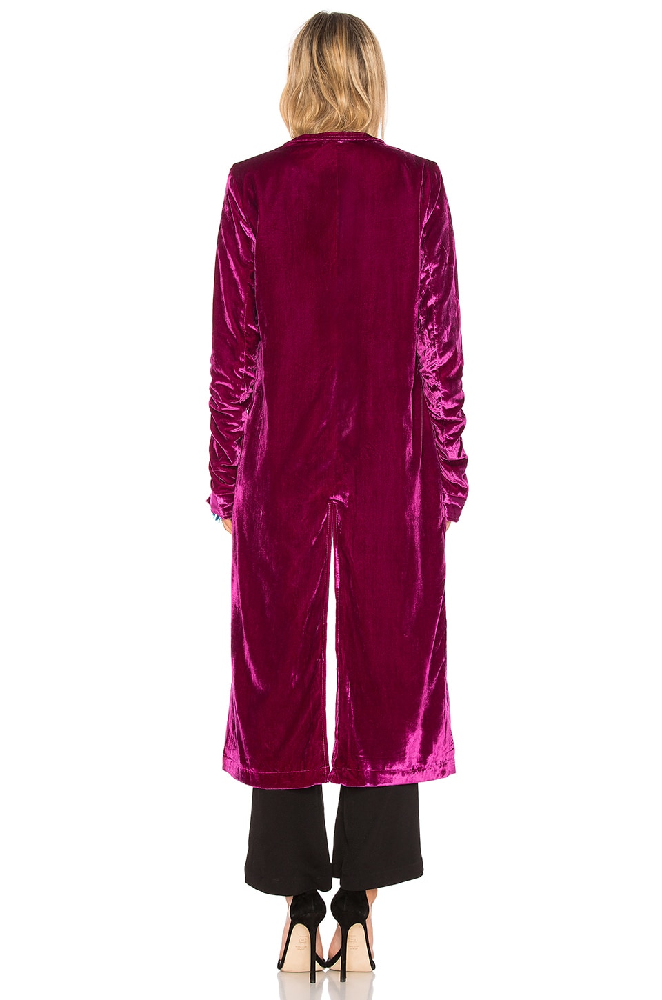 Free People Dhalia Velvet Duster Coat in Pink REVOLVE