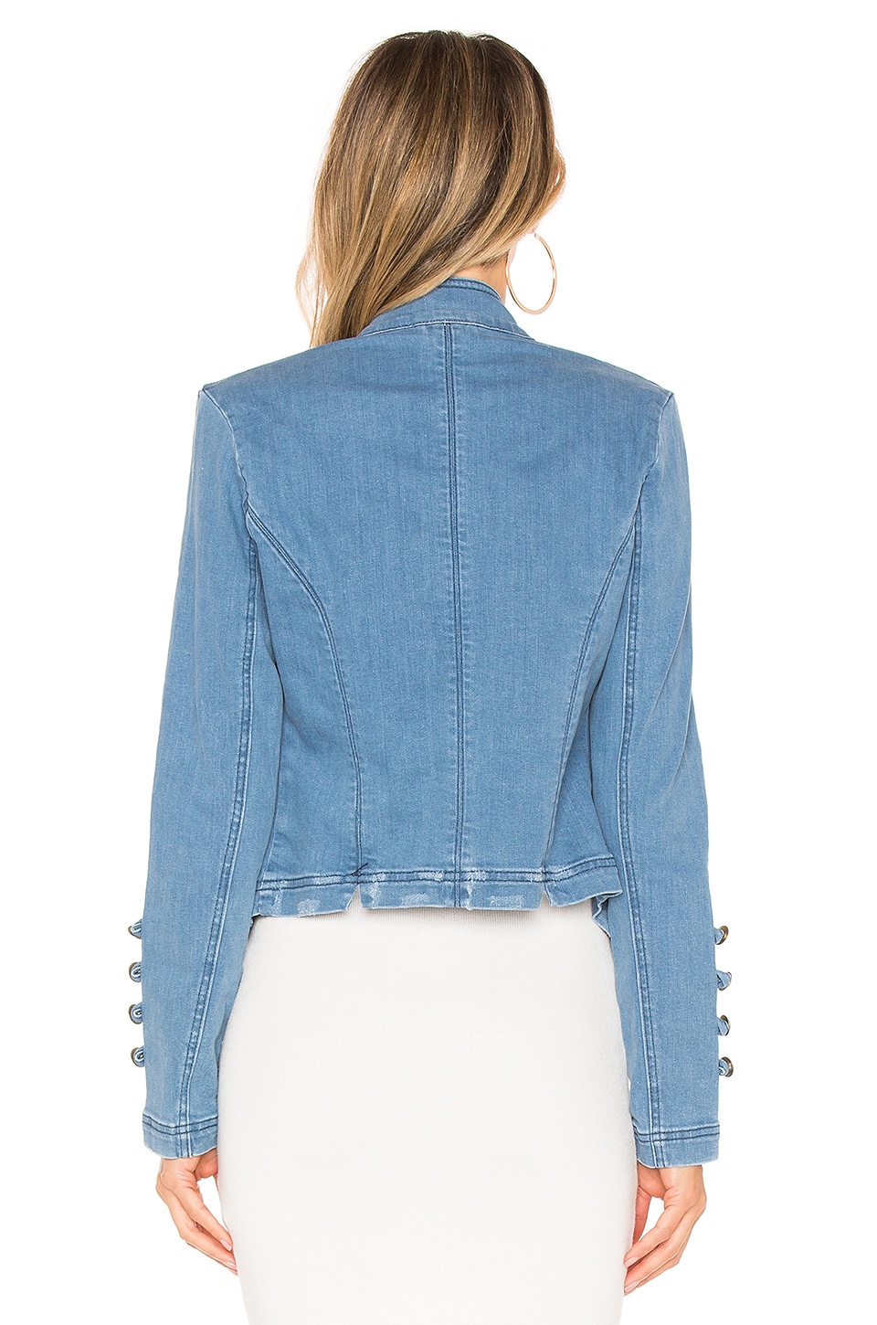 Free People Fitted Military Denim Jacket in Indigo Blue REVOLVE