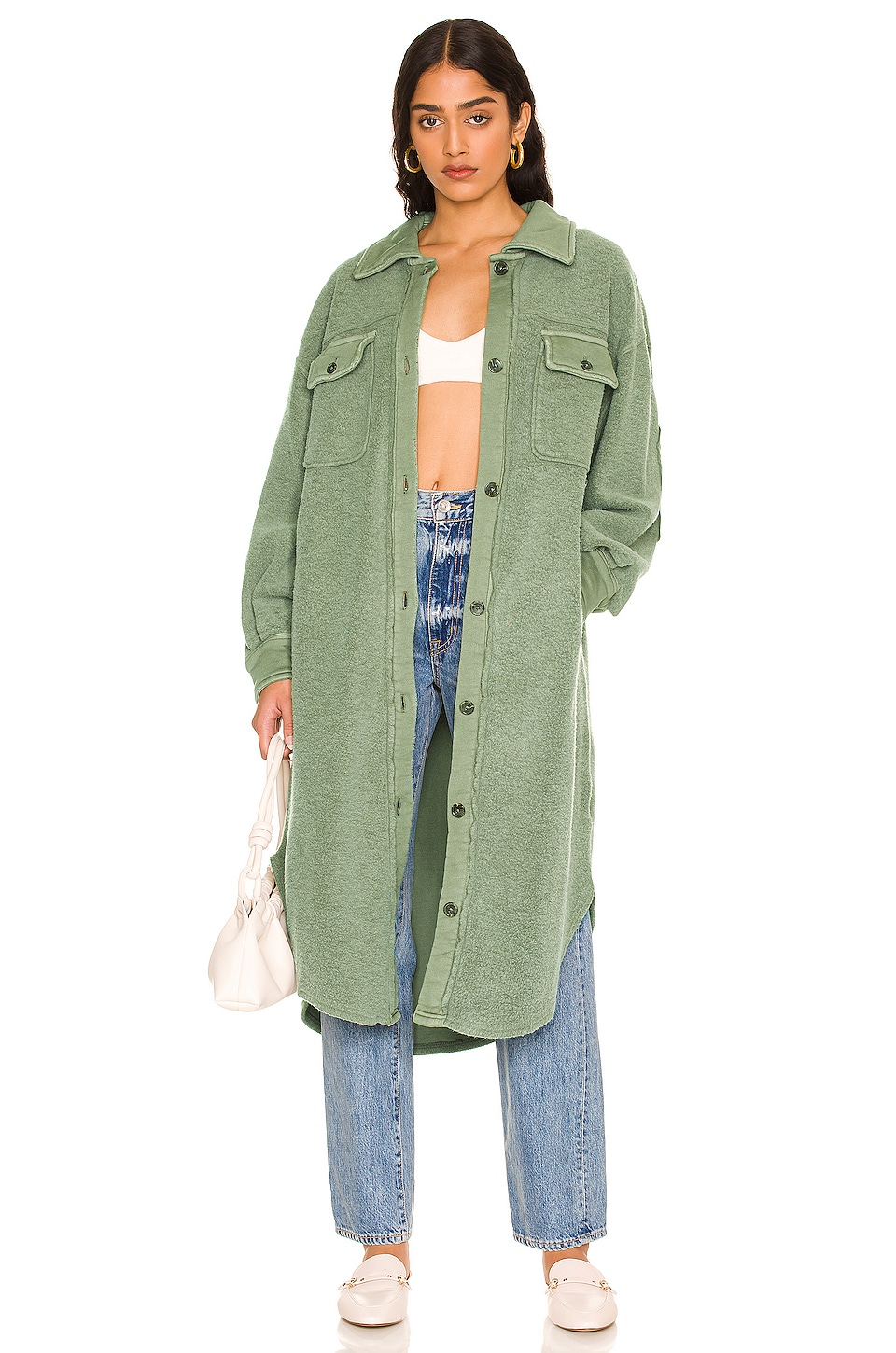 Free People x We The Free Long Ruby Jacket in Dirty Olive | REVOLVE
