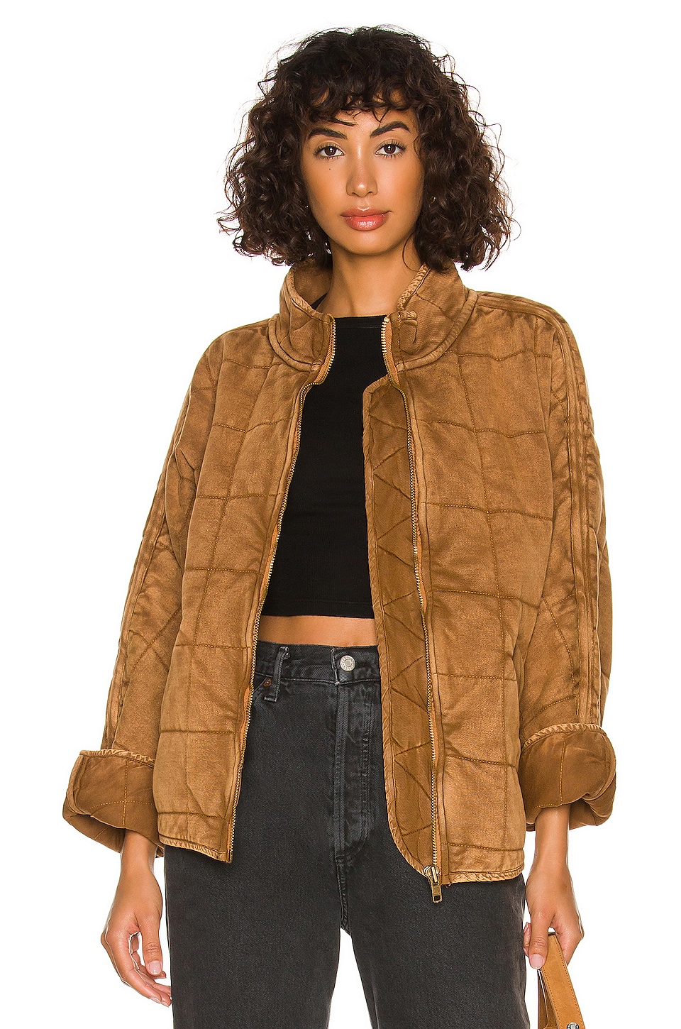 Free People x We The Free Dolman Quilted Knit Jacket in Toasted Coconut ...