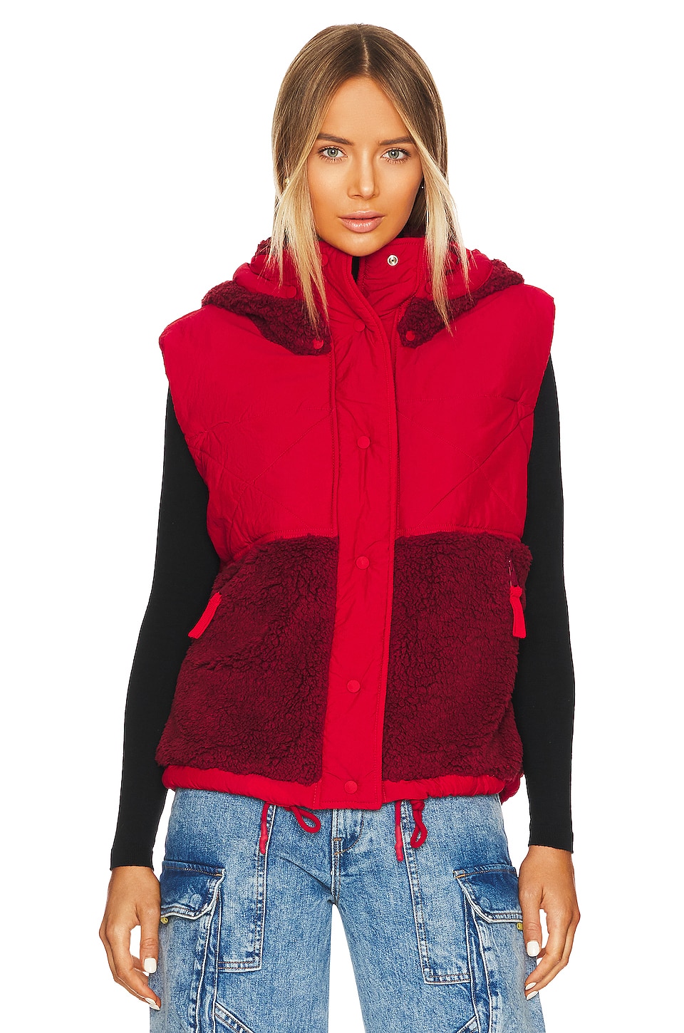 Free People x FP Movement Adventure Awaits Vest in Cherry Combo