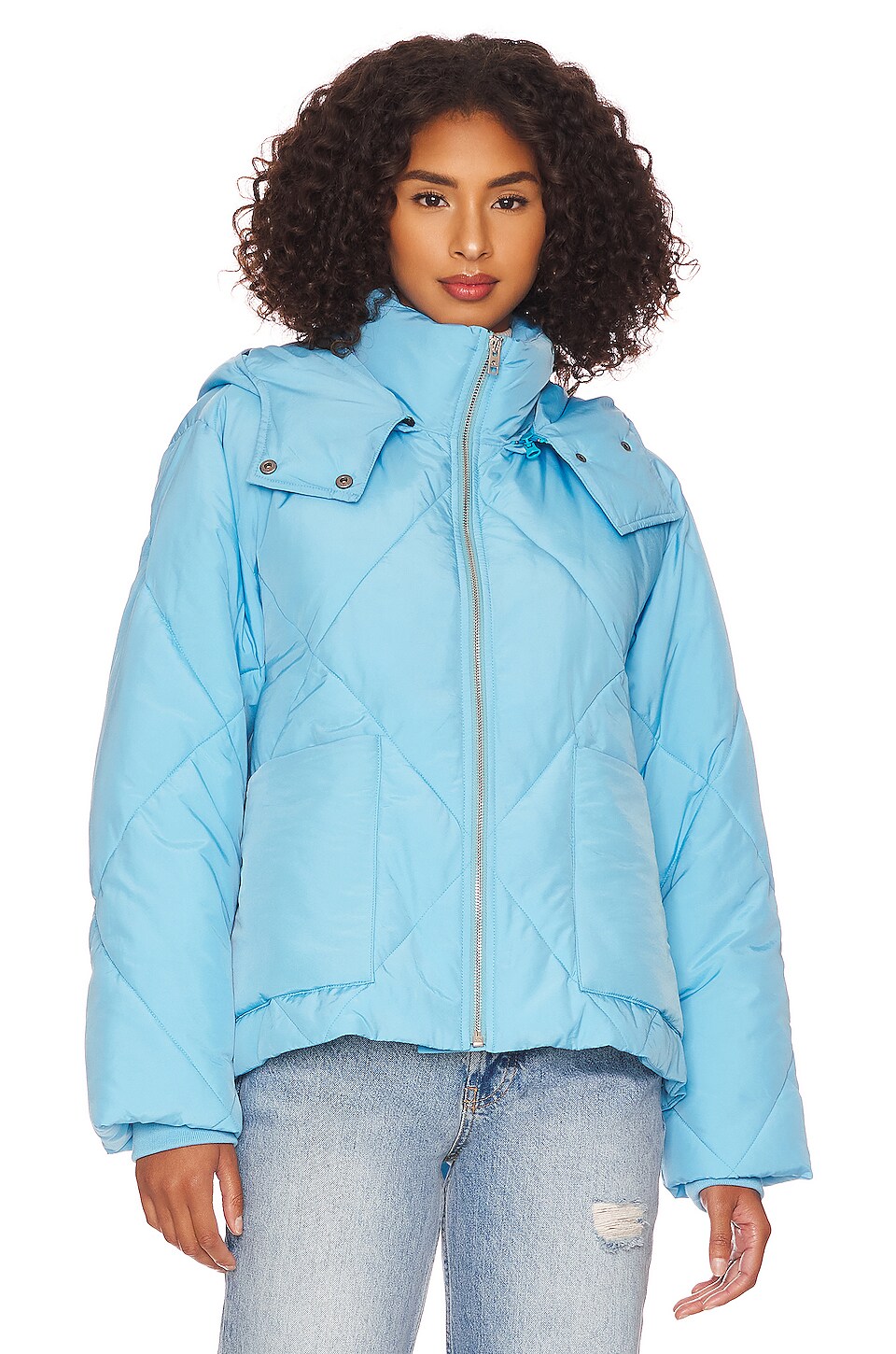 Free People Emmy Swing Puffer in Capri Blue