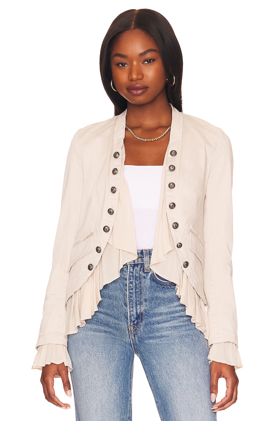 Free People Ruffles Romance Jacket in Natural | REVOLVE