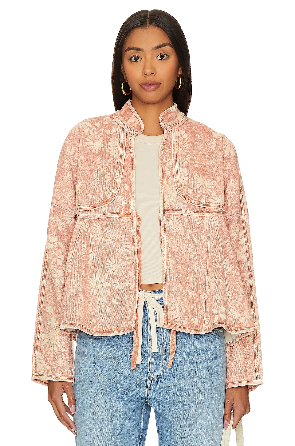 free people great escape cotton printed quilted jacket