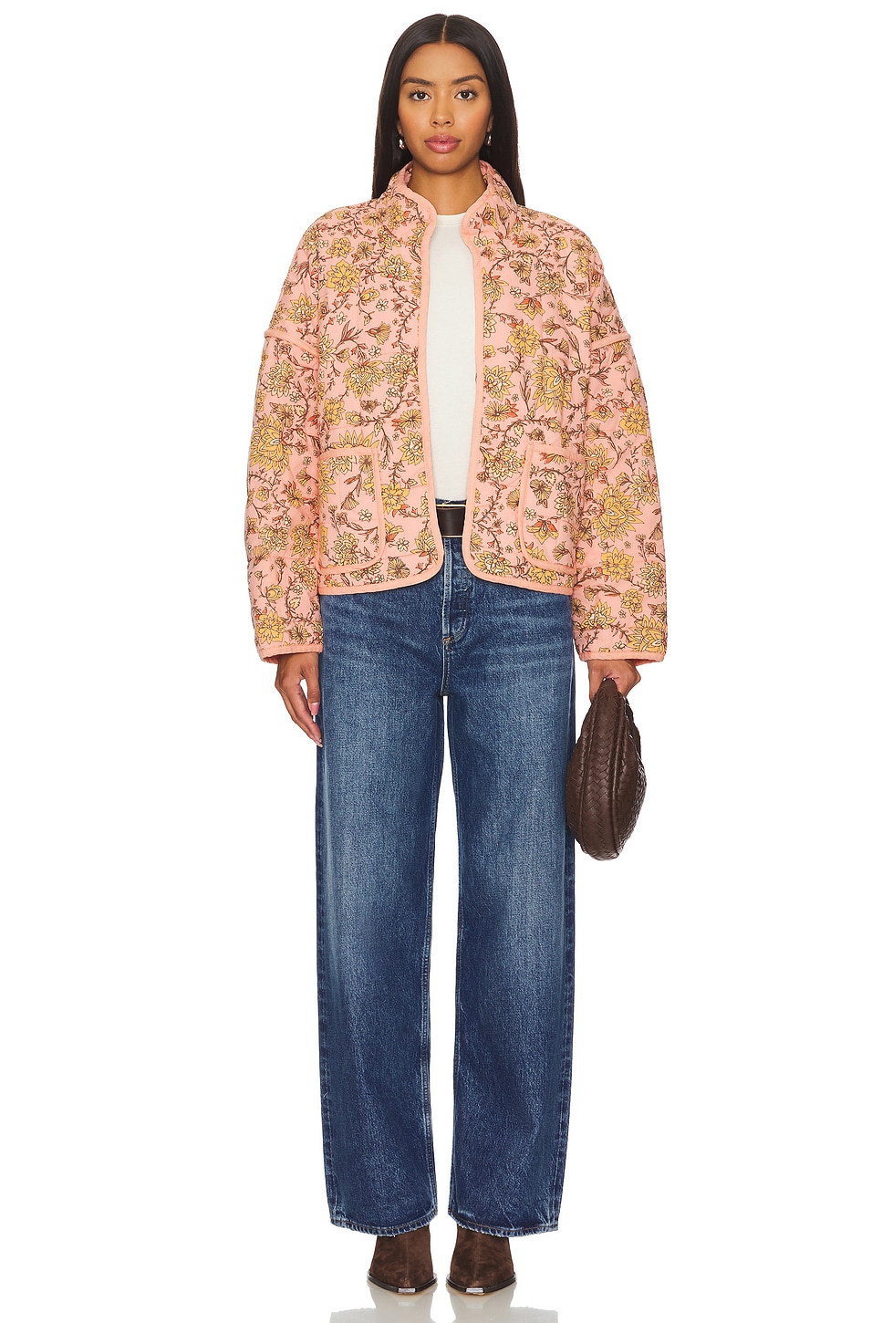 Free People Chloe Jacket in Peach Combo | REVOLVE