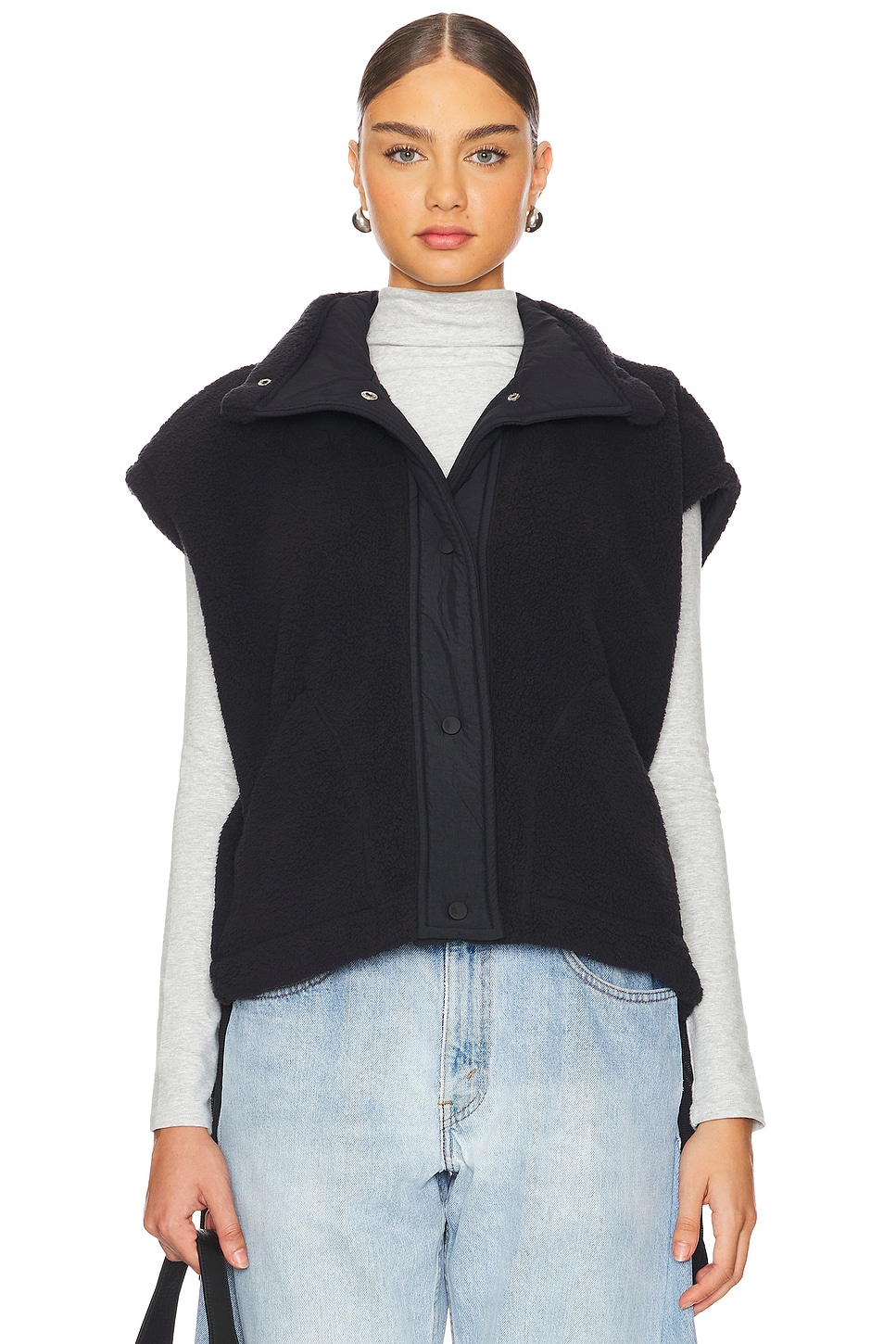 Free People x FP Movement Scout It Out Fleece Vest In Black