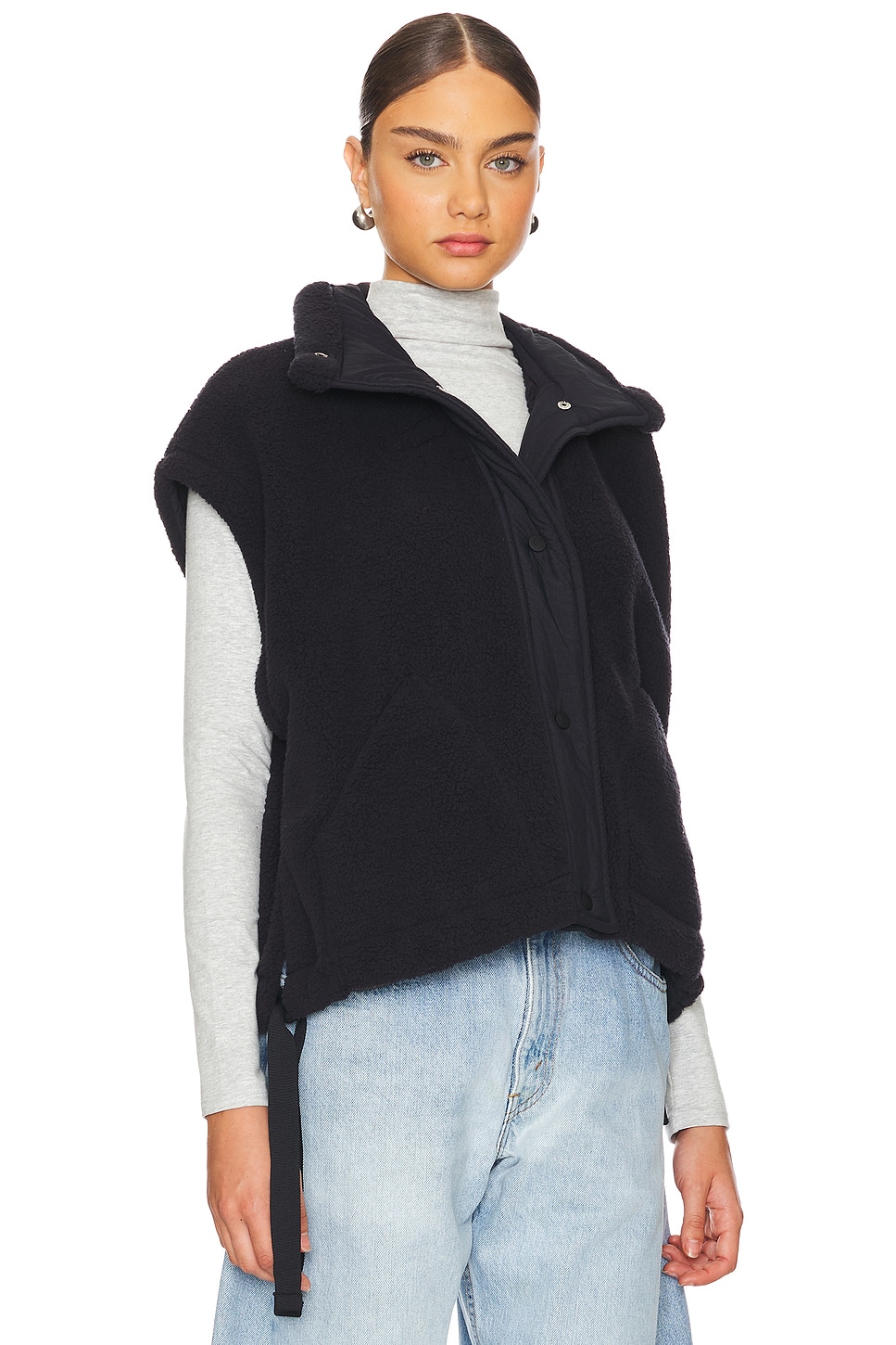 Free People x FP Movement Scout It Out Fleece Vest In Black