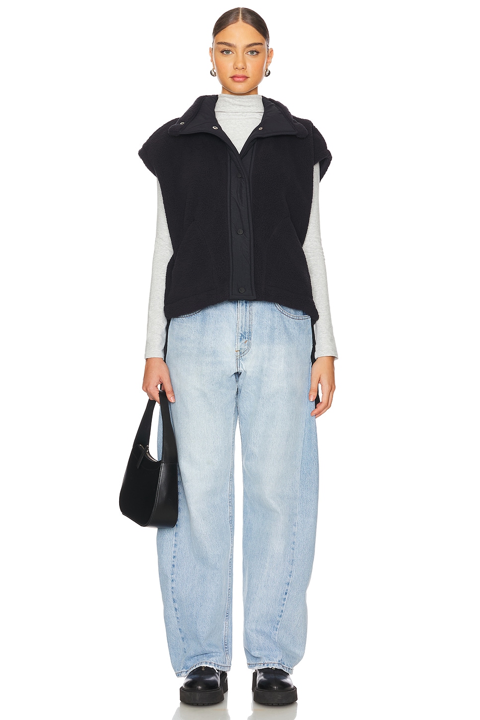 Free People x FP Movement Scout It Out Fleece Vest In Black