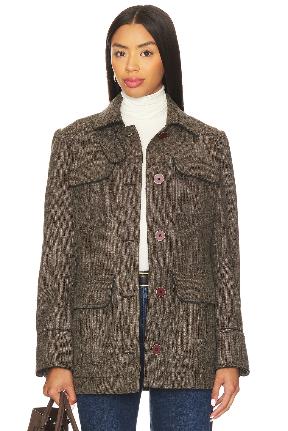 (取寄) フリーピープル レディース オフィサー ジャケット Free People women Renaux Officer Jacket Espresso Free People Renaux Officer Jacket in Espresso | REVOLVE