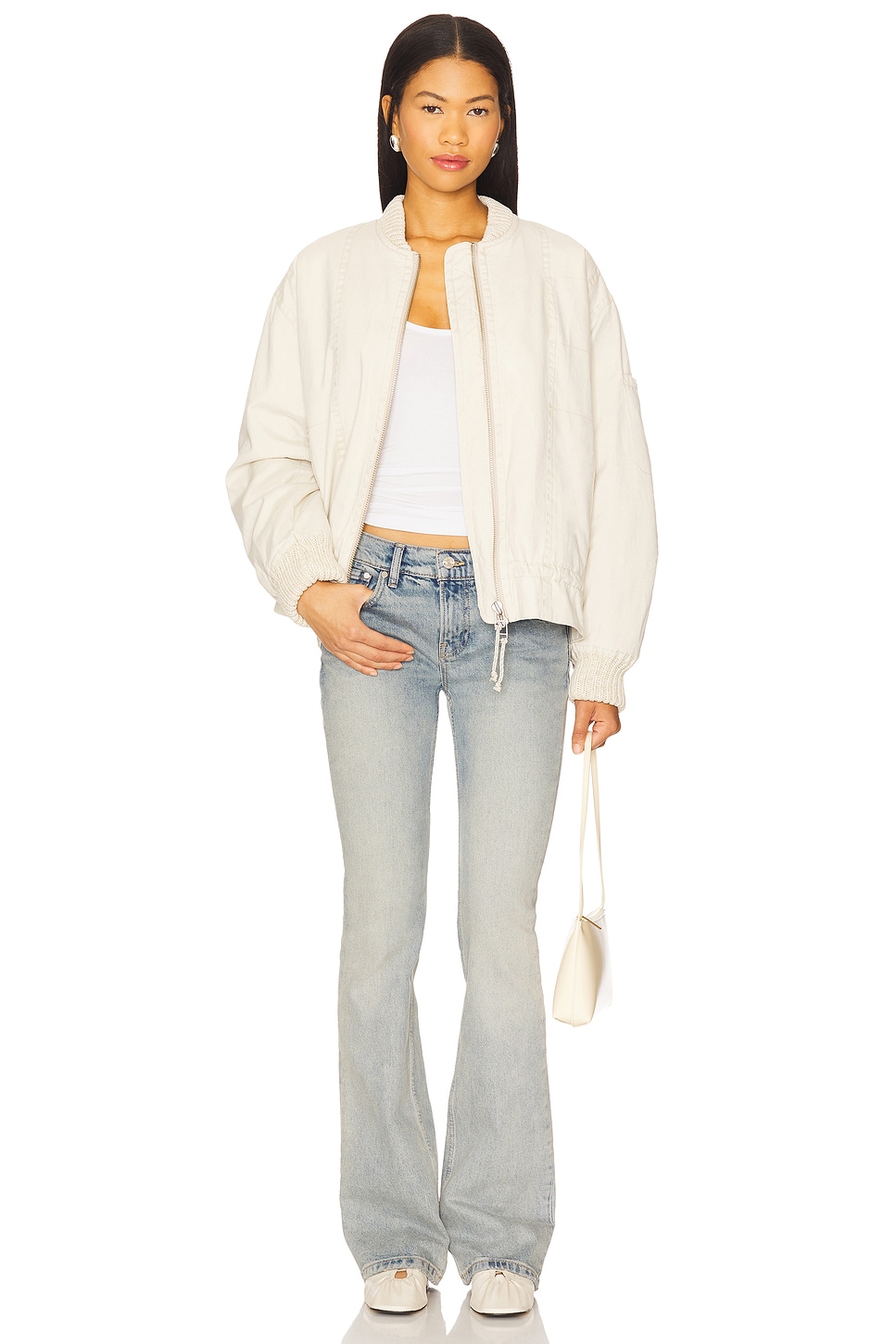 Free People x We The Free Jax Washed Bomber In Almond Flour in