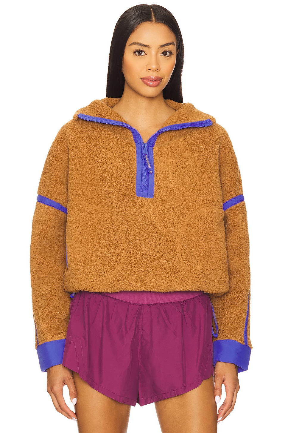 Free People x FP Movement Mountain High 1/2 Zip Jacket in Twig