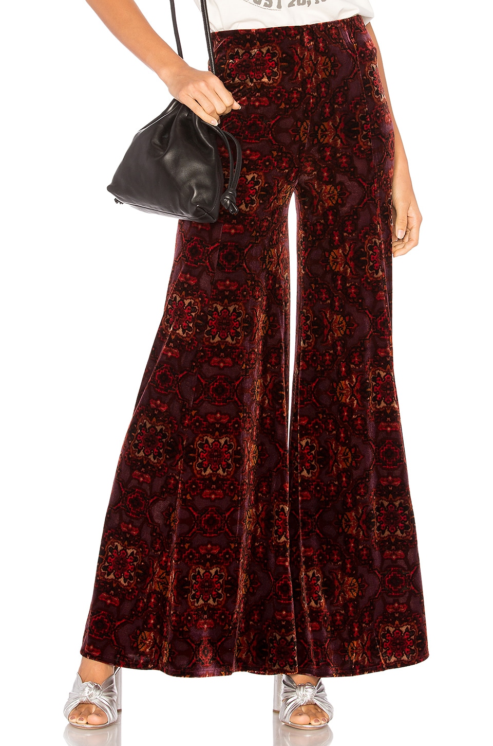 red velvet wide leg pants