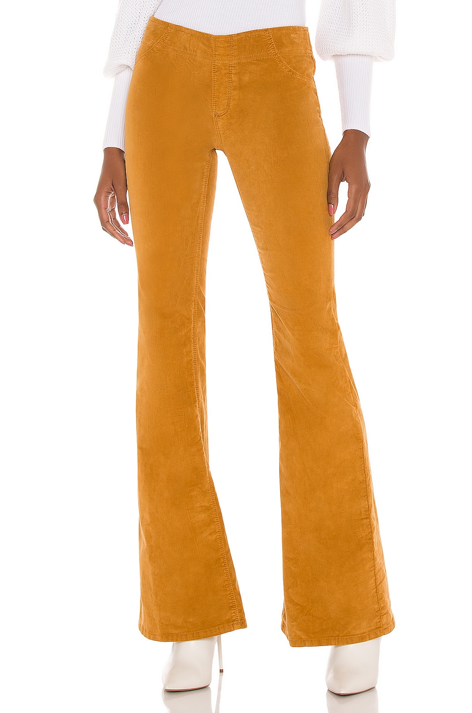Free People Pull On Cord Flare Pant in Sueded Sun Tan | REVOLVE