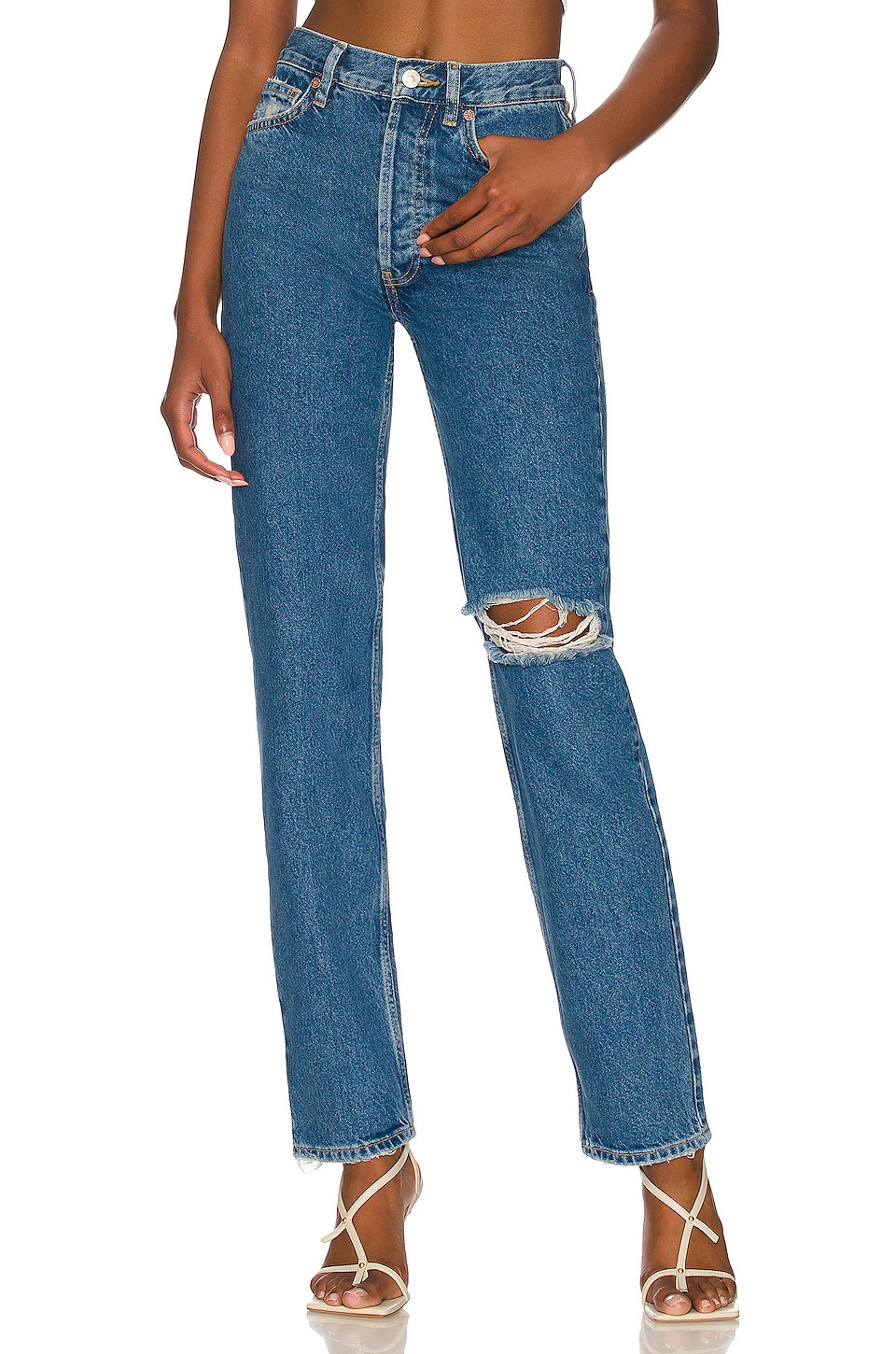 Free People x We The Free The Lasso Straight Jean in Back Road Blue ...