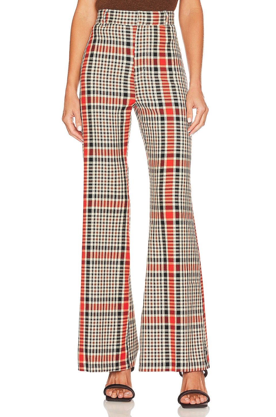 Free People Plaid Jules Pant in Rust Combo | REVOLVE