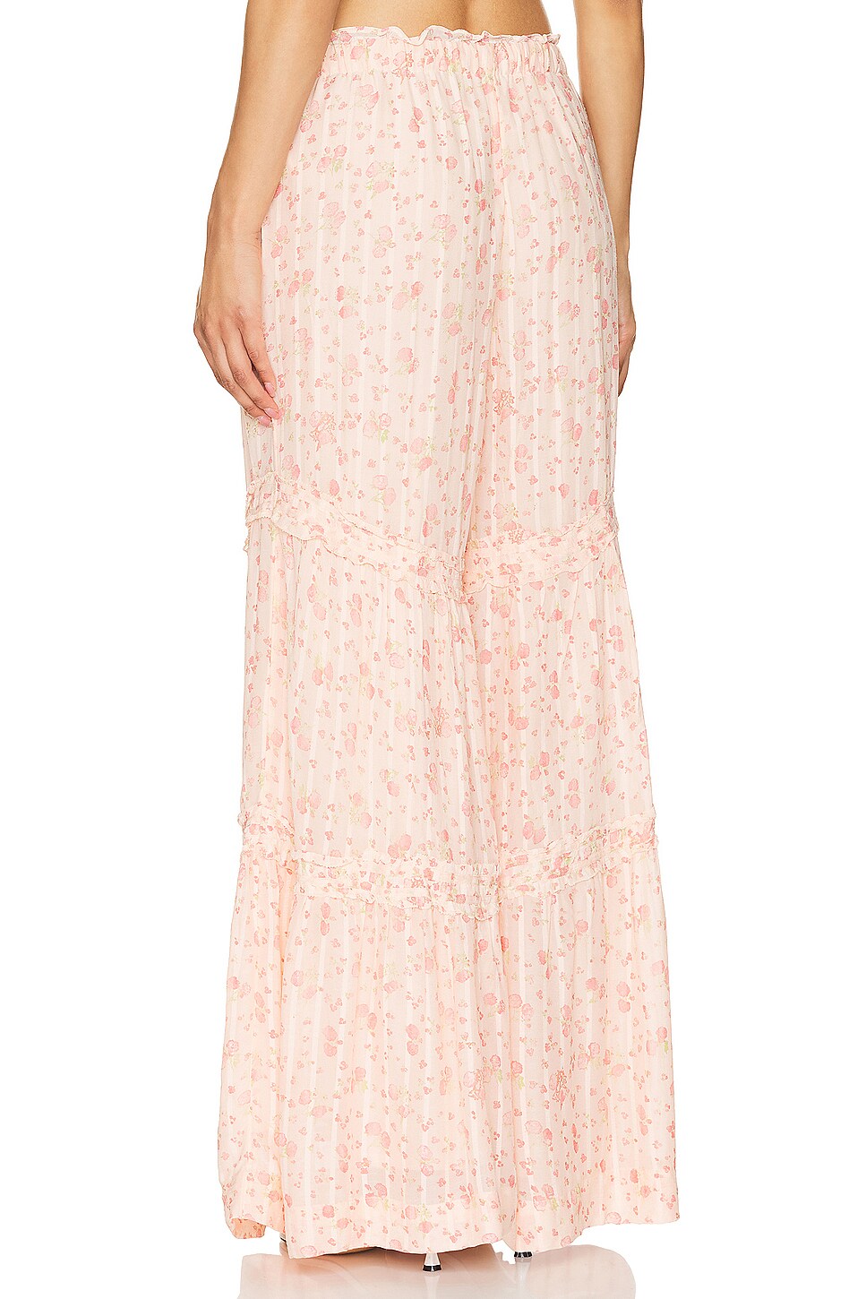 Free People Emmaline Tiered Pull On Pant In Peach Combo