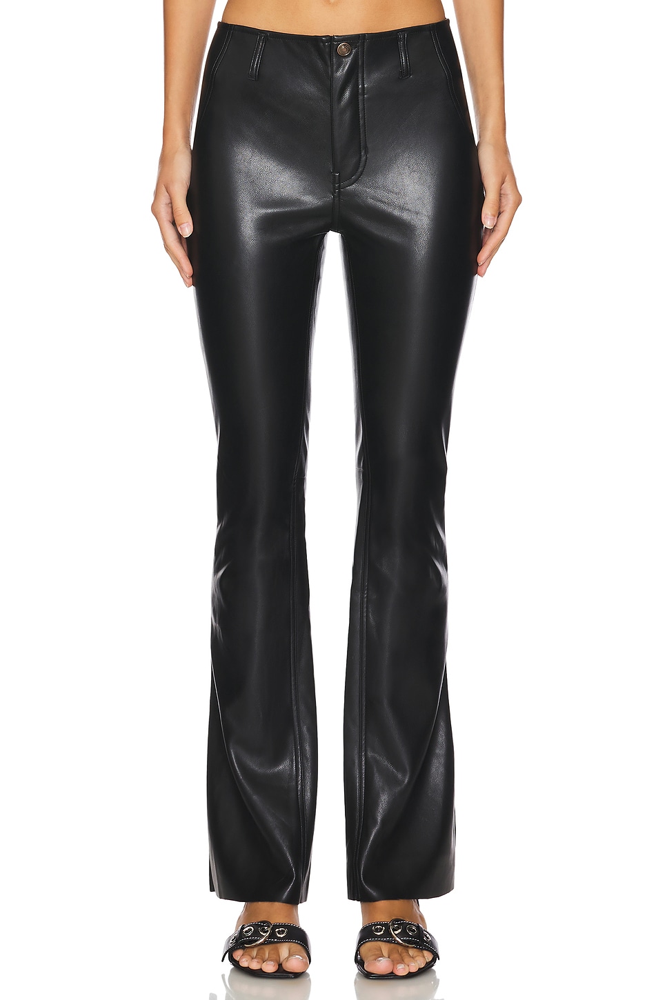 Free people liquid black deals leather Pants