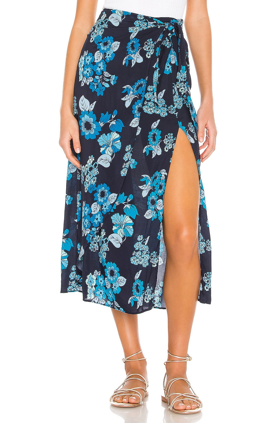 Free People Sunray Sarong Skirt In Blue Combo
