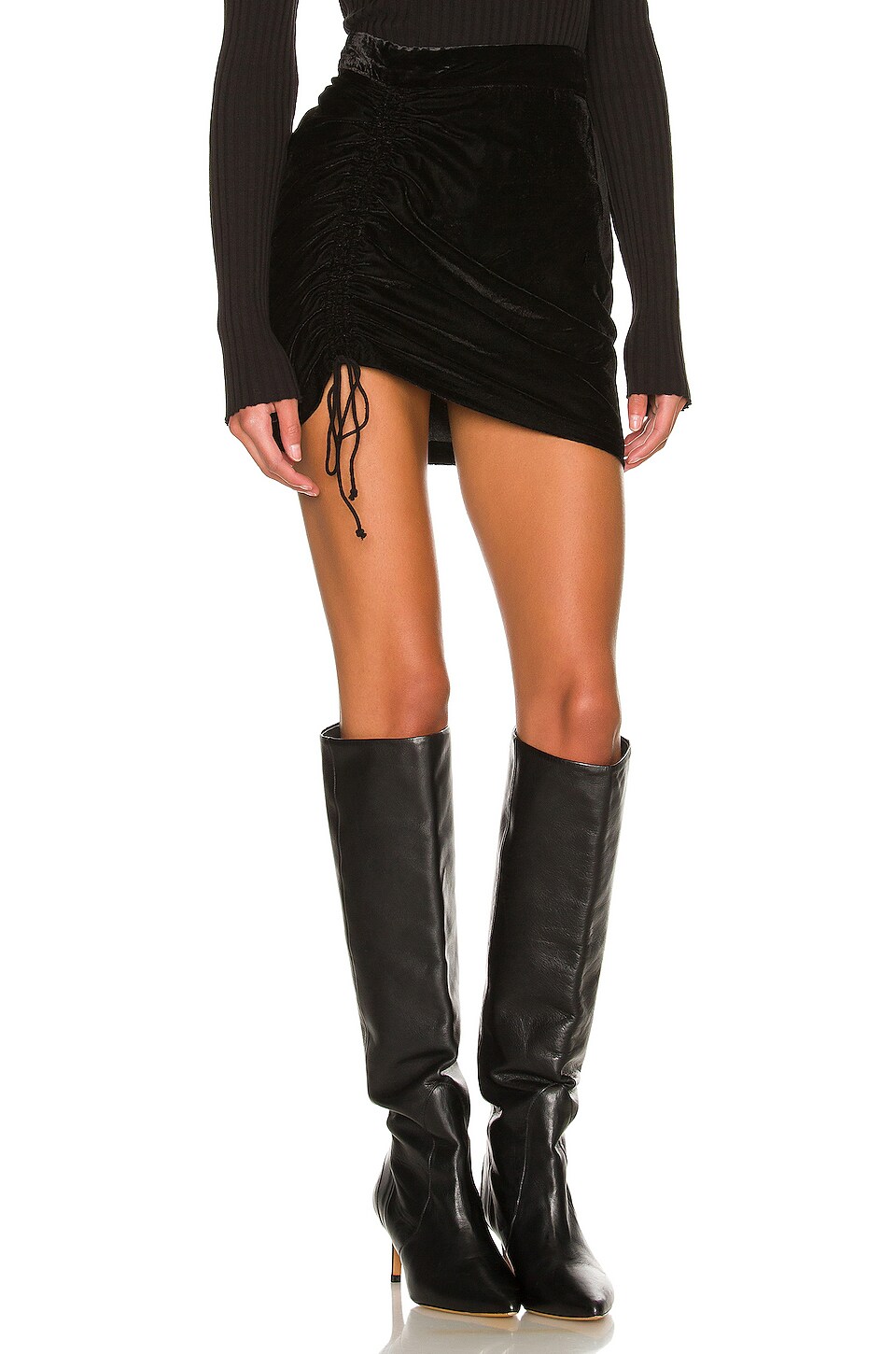 Free People X REVOLVE Vivienne Velvet Mini Skirt in Black | REVOLVE