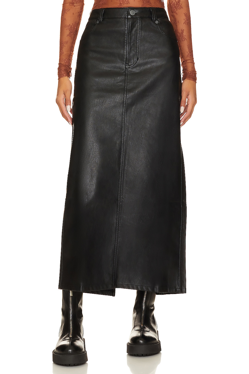 Free People x We The Free City Slicker Faux Leather Maxi Skirt In Black ...