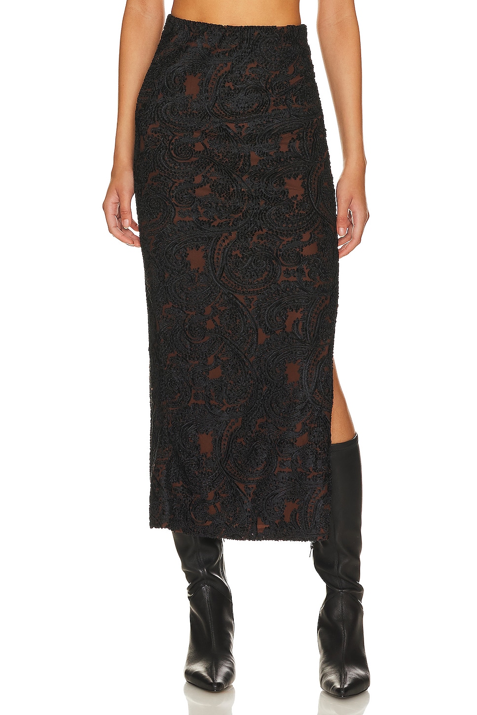 Philipp Plein cut-out velvet midi skirt - Black