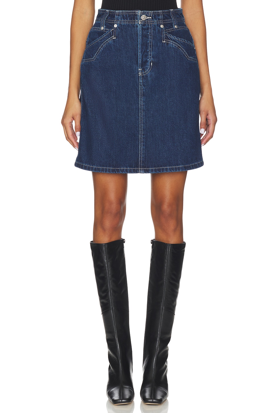 Free People x We The Free Suzy Denim Midi Skirt In Deep Ocean in