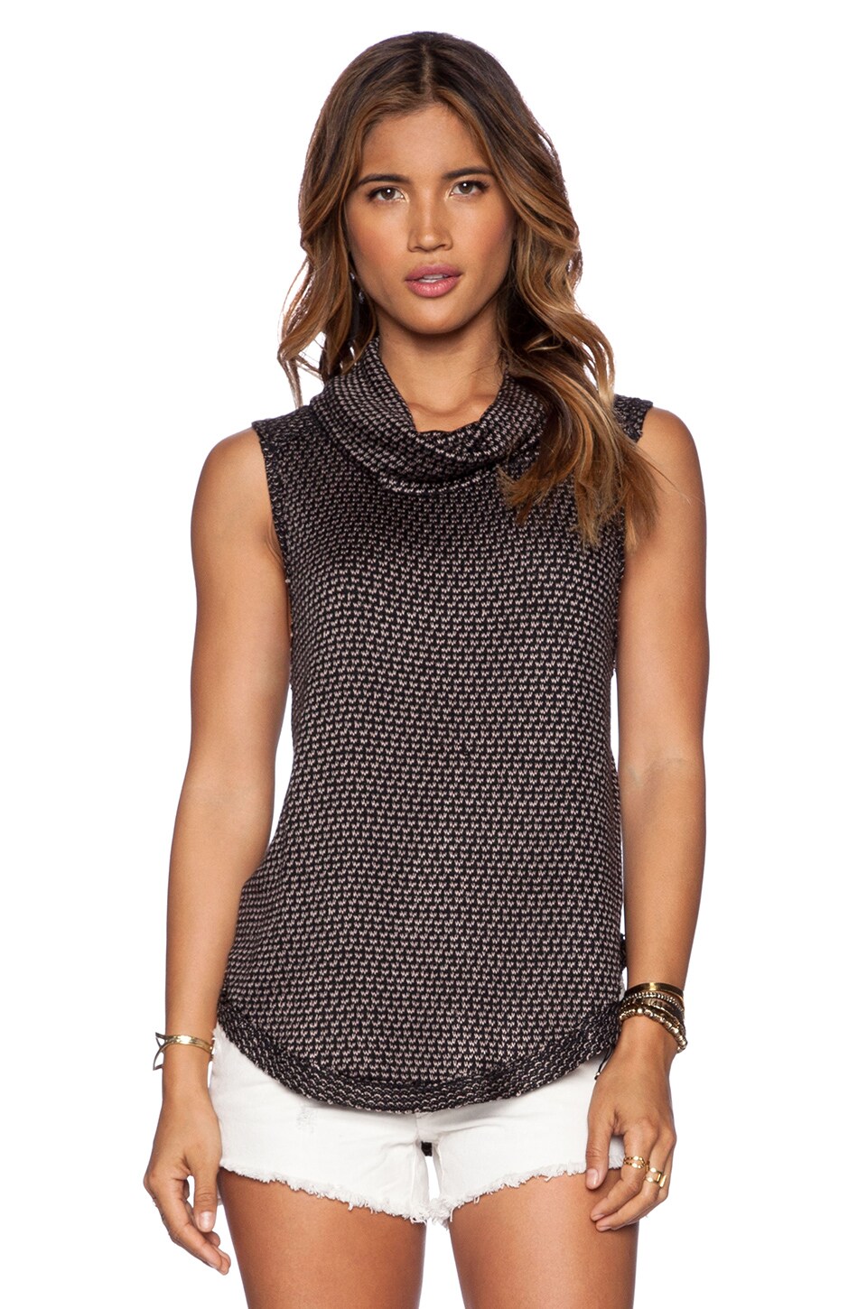 Reversible Cowl Neck Tank Black