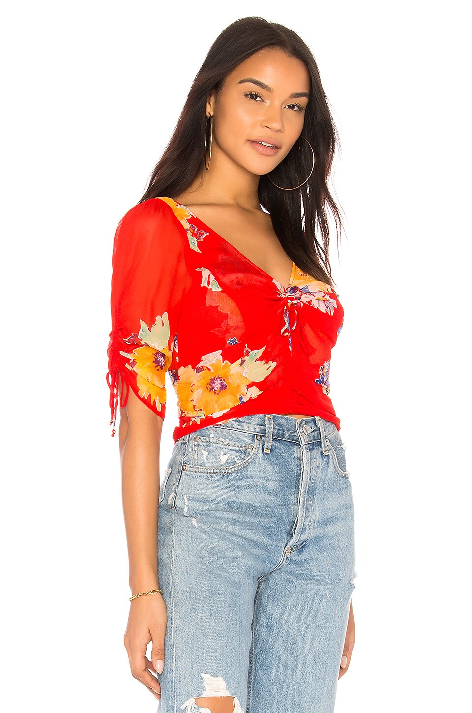 Free People Love To Love Blouse in Red