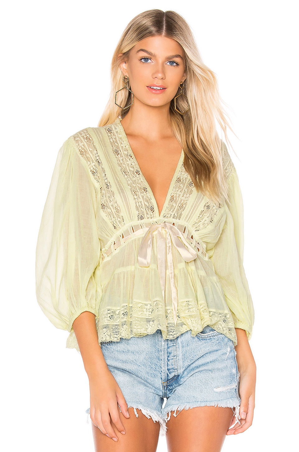 Free People Women's Amore Amore Piped Tunic Beige Size Small