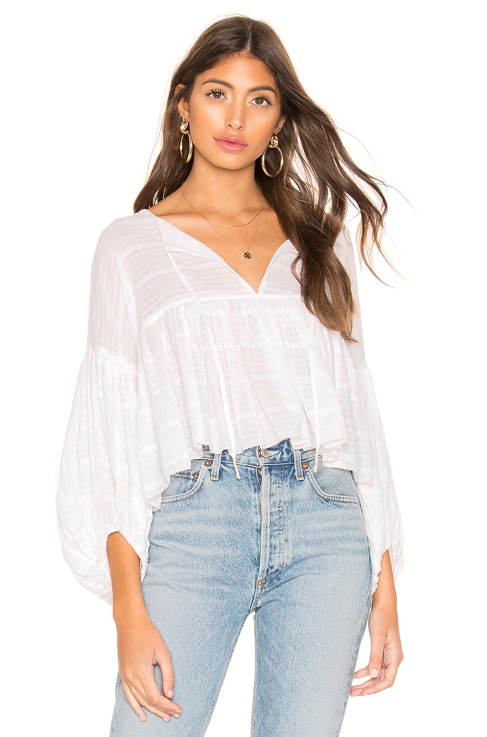 Free People Beaumont Mews Blouse in Ivory | REVOLVE