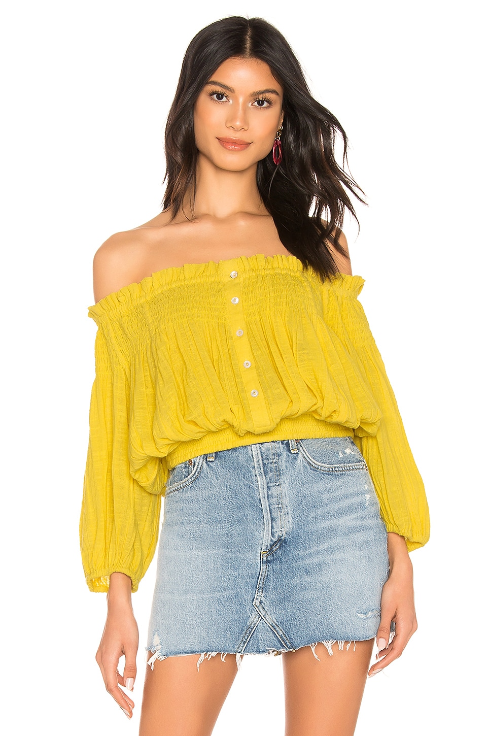 Free People Tops FREE PEOPLE DANCING TILL DAWN TOP IN YELLOW.