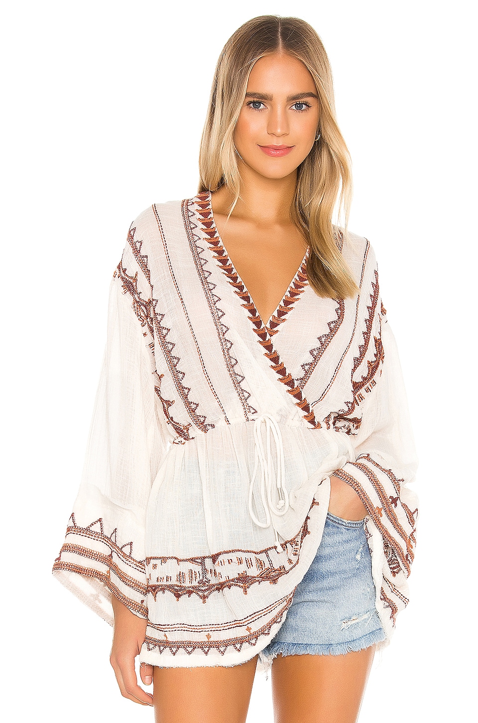 Free People Saffron Embroidered Tunic in Ivory | REVOLVE