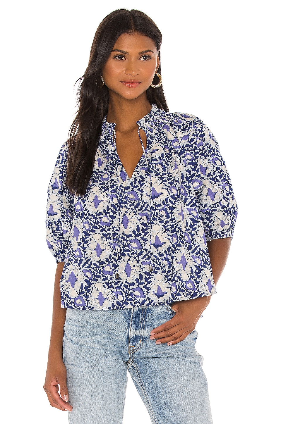 Free People Willow Printed Blouse in Blue Combo | REVOLVE