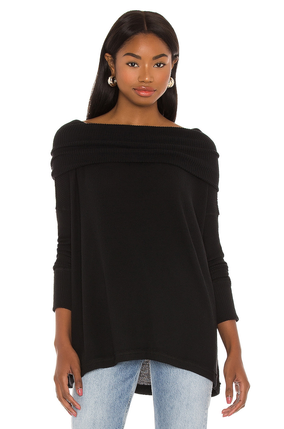 People Juicy Long Sleeve Top in Black 
