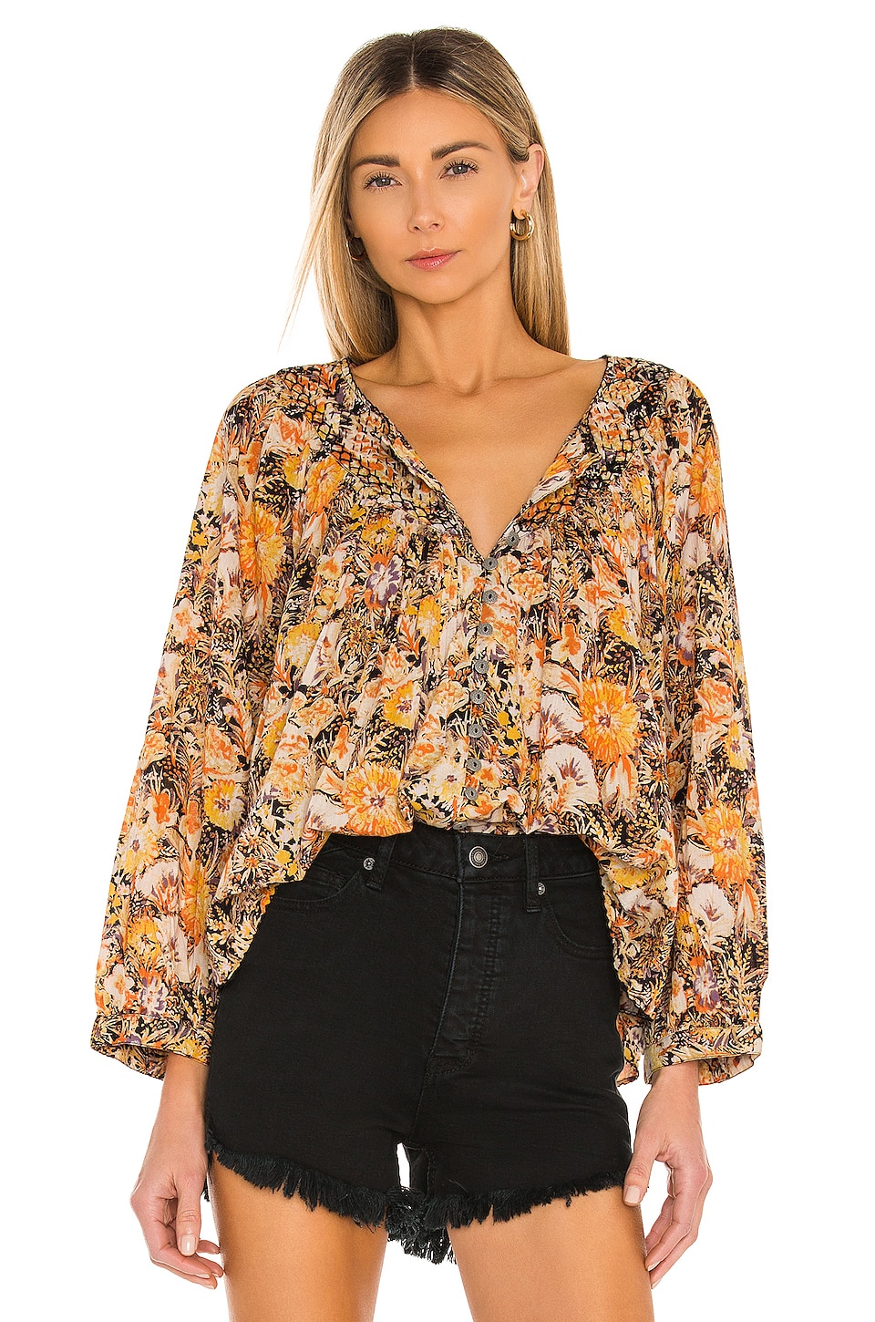 Free People Cool Meadow Printed Top in Midnight Combo | REVOLVE