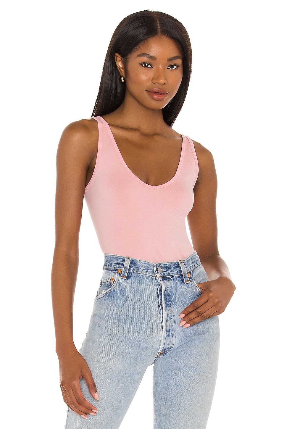 Free People Washed Seamless Bodysuit in Washed Pink | REVOLVE