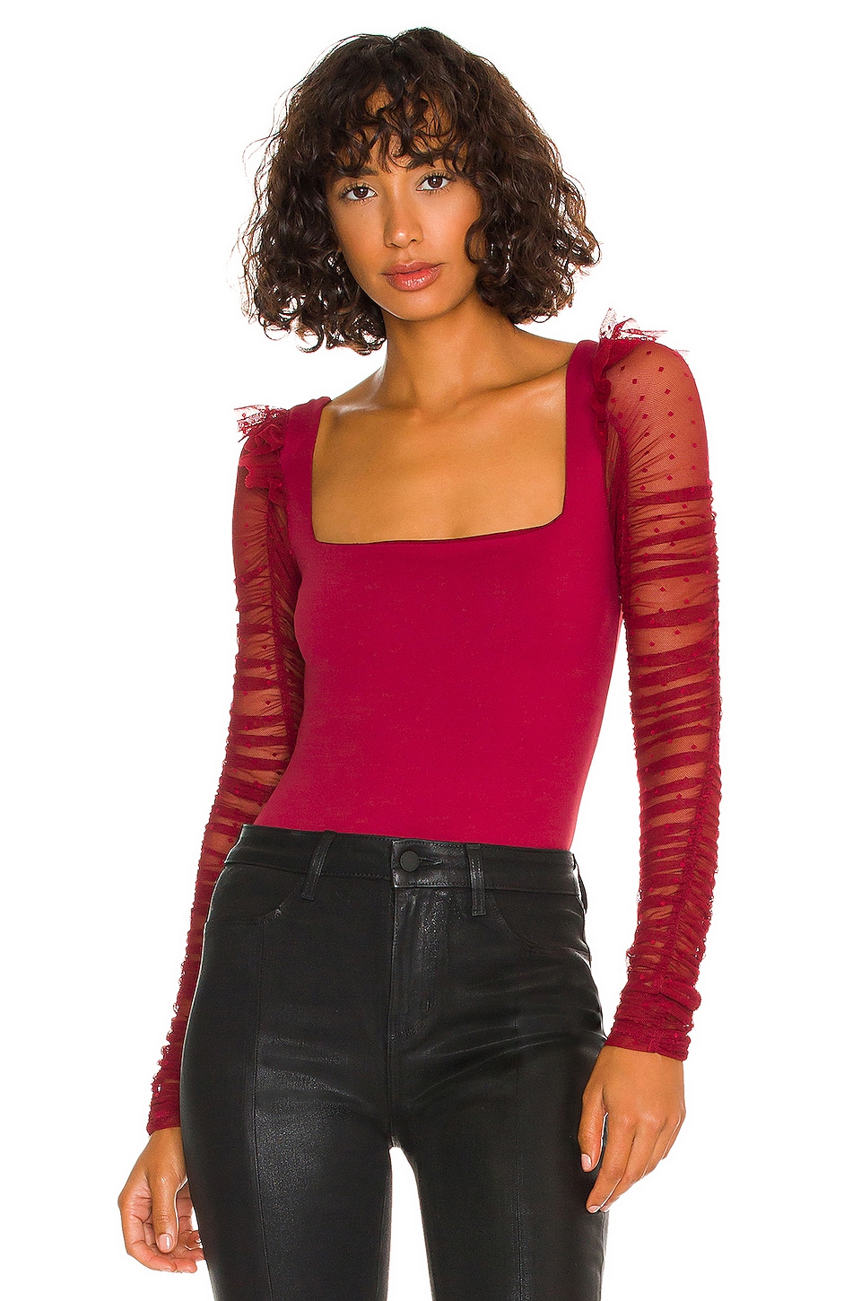 free people red body suit