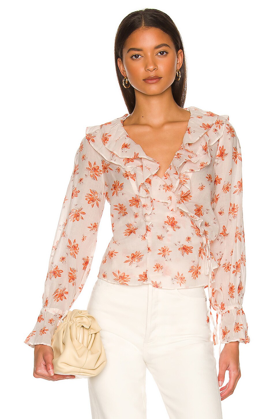 Free People Amanda Ruffle Top in Ivory combo | REVOLVE