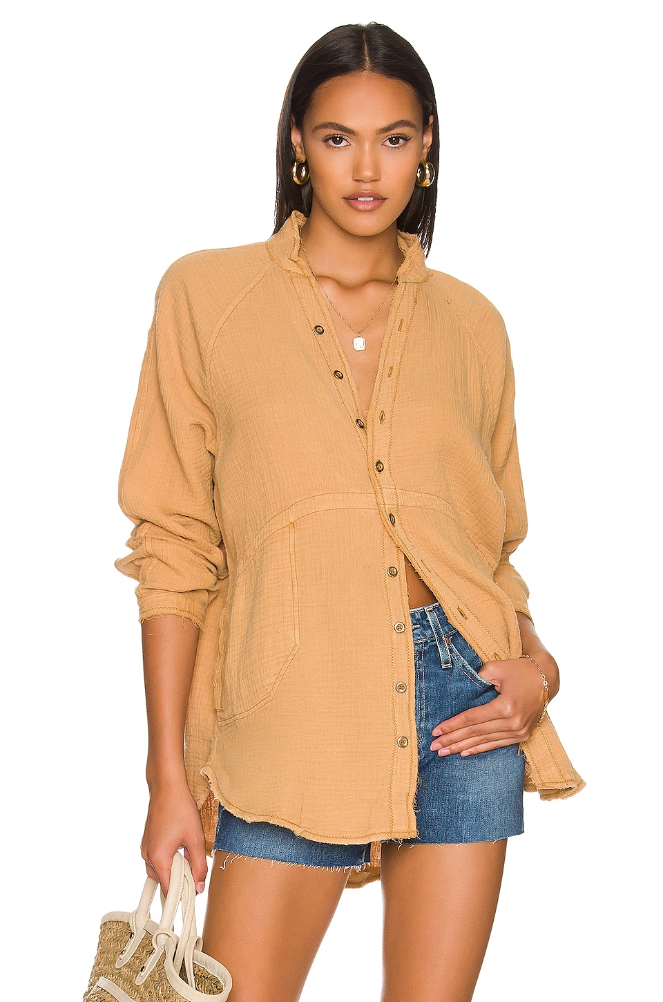 Free People Summer Daydream Button Down in Golden Nugget