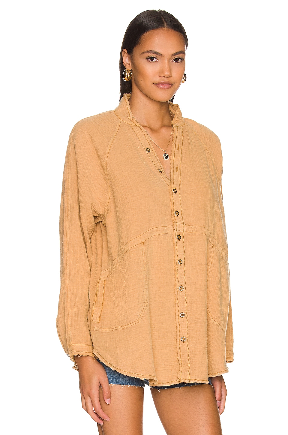 Free People Summer Daydream Button Down in Golden Nugget