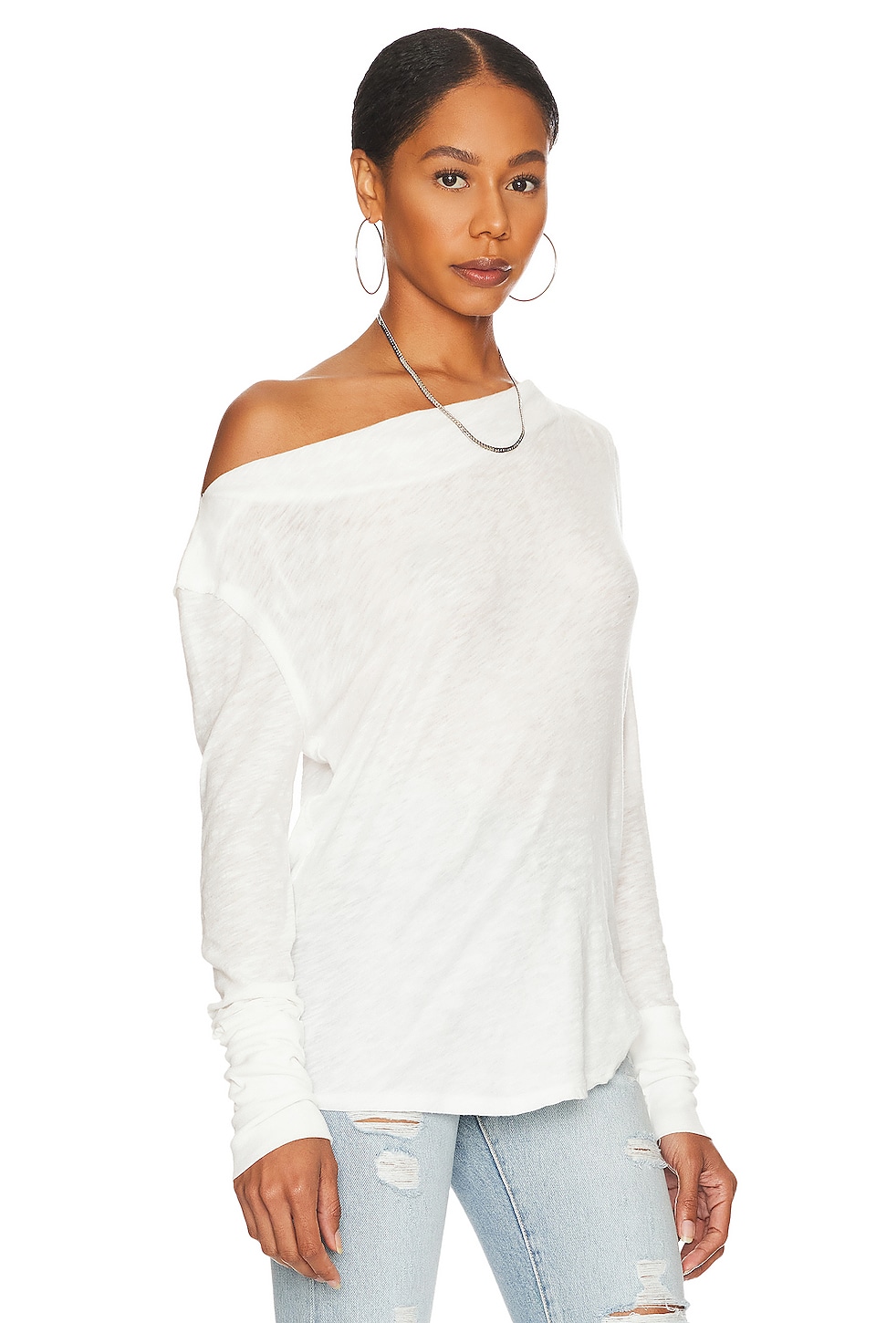 Free People Kimmi Long Sleeve Top in Optic White