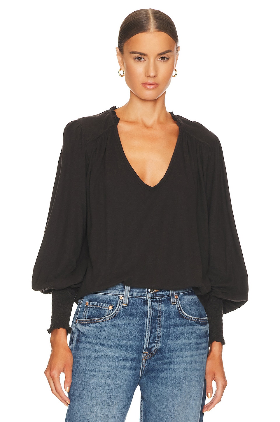 Free People Care Fp Bella Long Sleeve In Black 