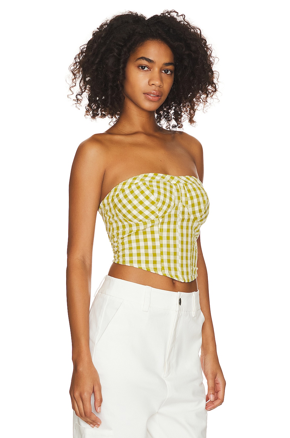 Free People Leilani Tube Top in Green Gingham | REVOLVE